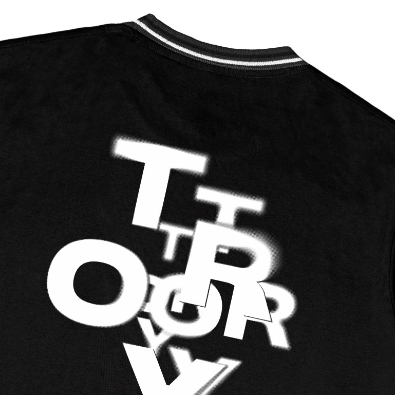 Troy Company Neck Strip Tshirt Black Evanesco Scriptum - Kaos Lengan Pendek Kaos Hitam KST 3059-3A1W1B