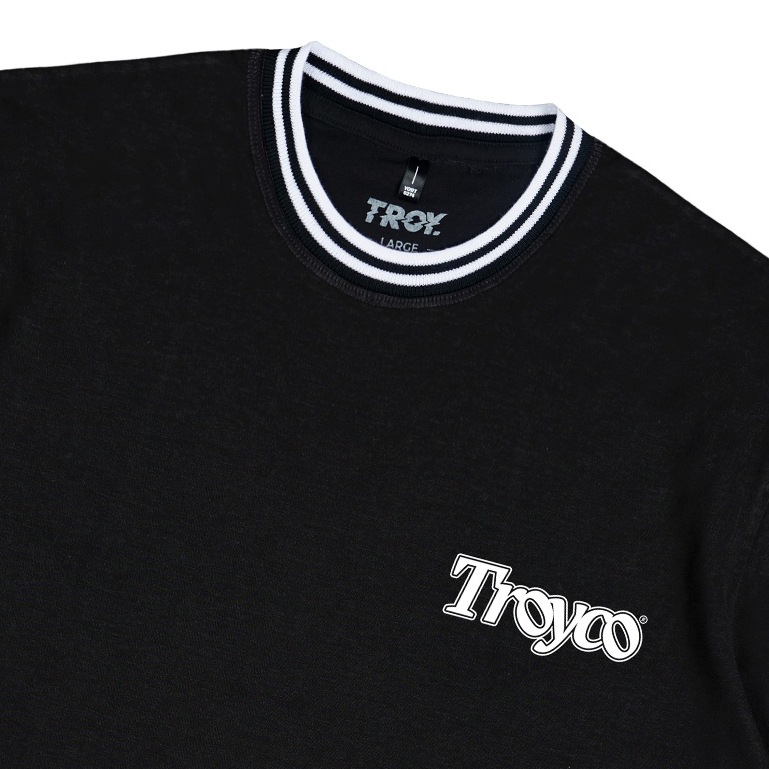 Troy Company Neck Strip Tshirt Black Ecoute - Kaos Lengan Pendek Kaos Hitam KST 3034-2B2W
