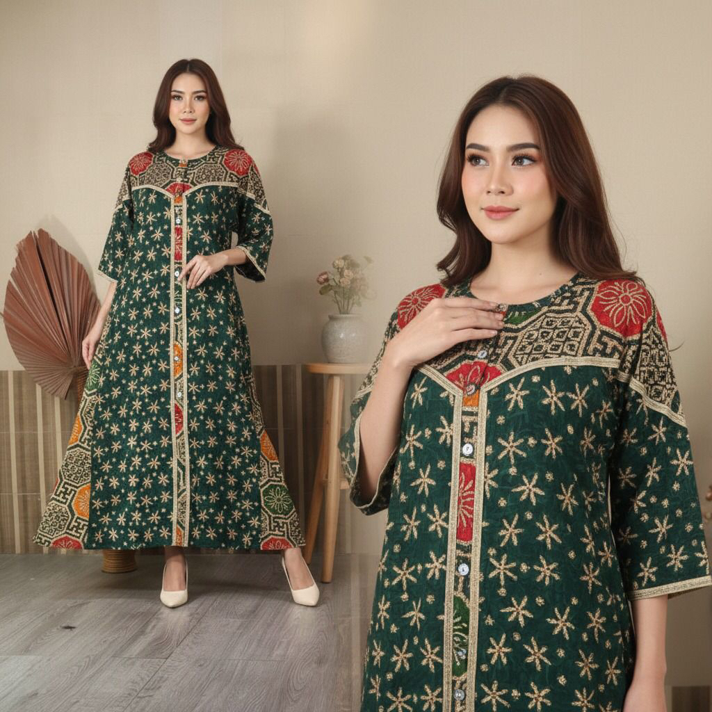 RUMINA (LD 120 PB 140)SACKDRES SALMA RENDA RAYON SUPER ADEM HALUS BATIK CAP BY RUMINA BATIK PEKALONG