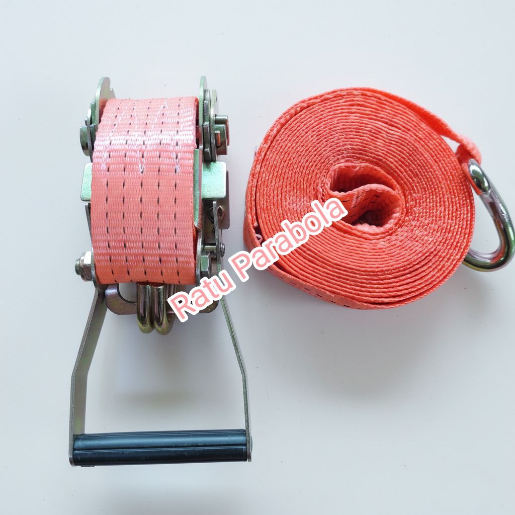 Ratchet Tie Down 2" panjang 5M tali box speaker – Tali Pengikat Barang Heavy Duty (Orange)
