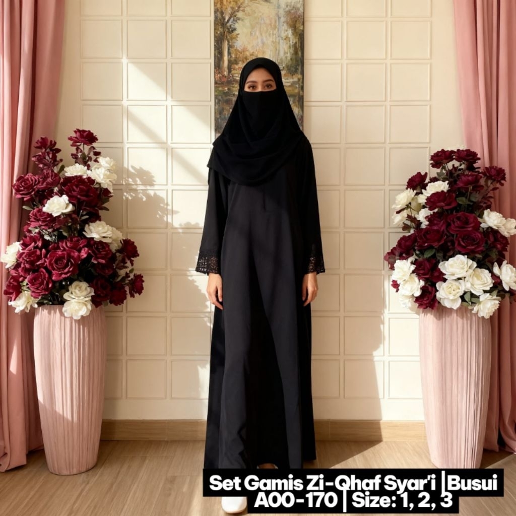 ONE SET GAMIS HIJAB & NIQAB/GAMIS SYAR'I CEWEK DWS