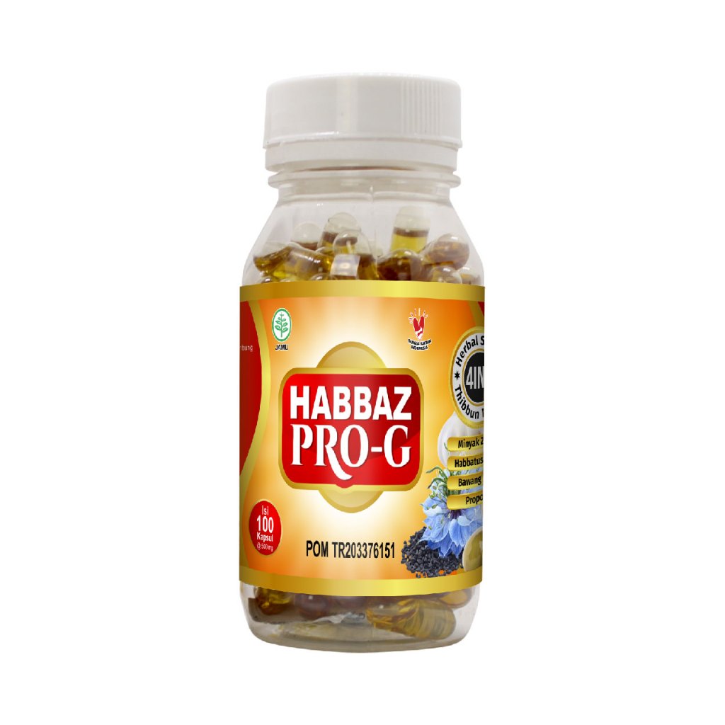 Habbaz Pro G Trigona 4in1 Habbatussauda, Propolis, Bawang Putih, Minyak Zaitun 100 Kapsul