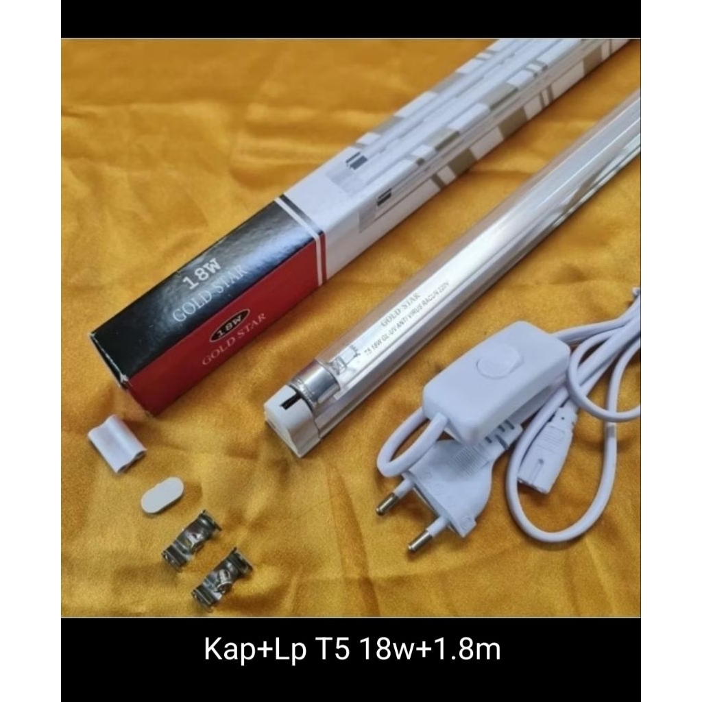 lampu uvc t5 8w + kap dan kabel 1,5 m