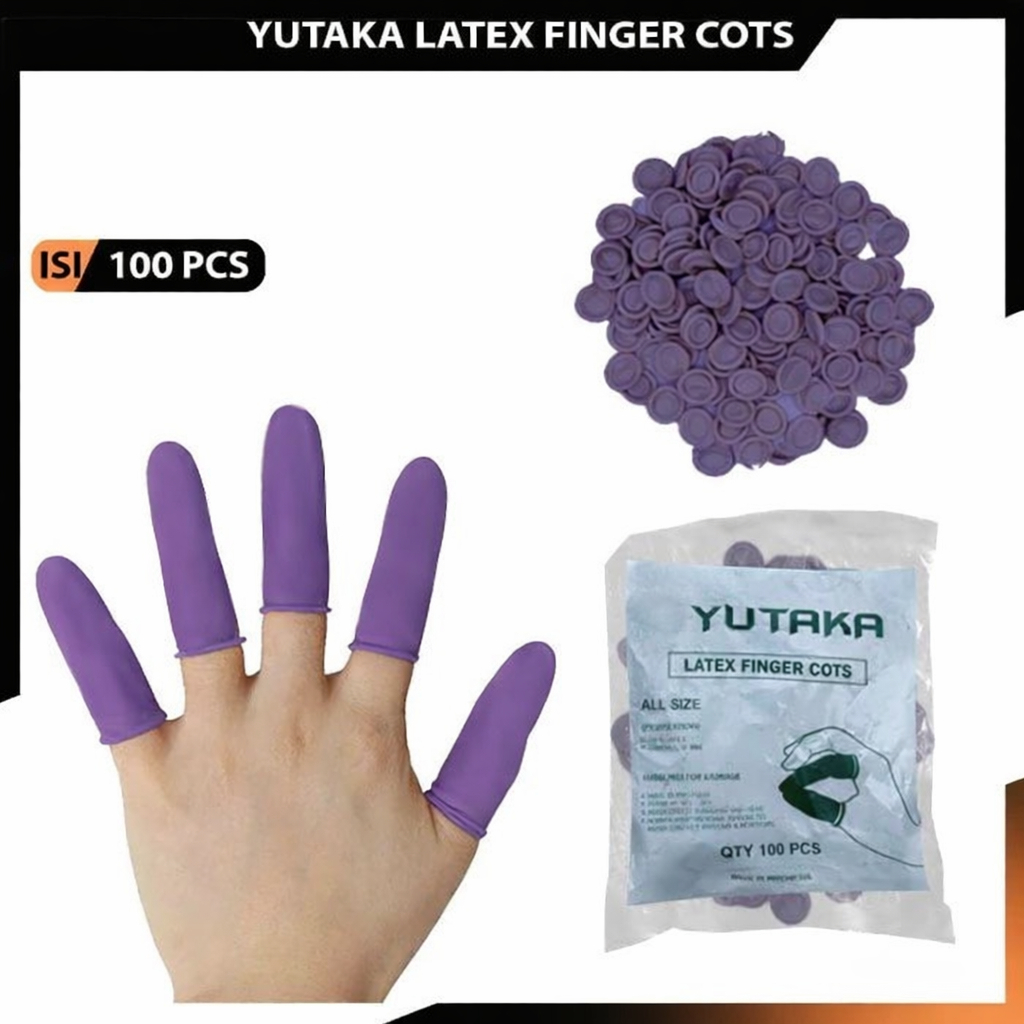 Sarung Jari / Finger Cots Warna Ungu/ Finger Coats isi 50 Pcs (sarung tangan)