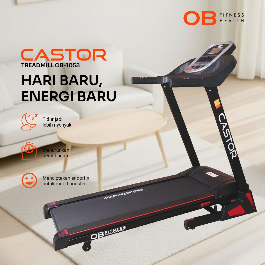 Treadmill CASTOR OB Fit OB-1058 AUTO INCLINE New Edition Treadmill Spring Shock Absorption system Au