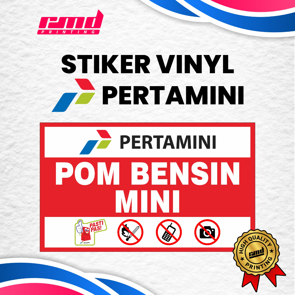 Stiker Vinyl Pertamini Pom Bensin Mini Awet Murah Anti Air