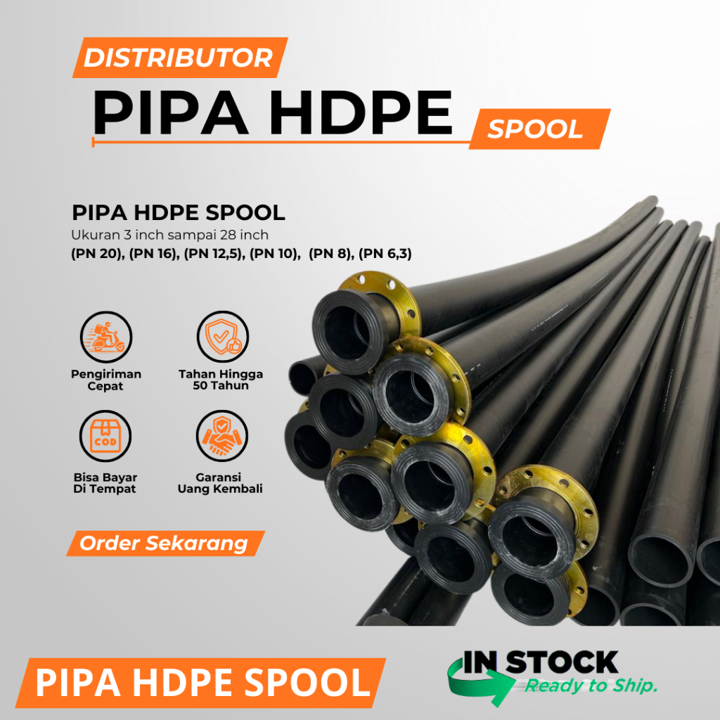 Pipa Spool Hdpe Size 8 Inch / 200mm Pipa Spool Batangan Pipa Hdpe Flange / Stub End