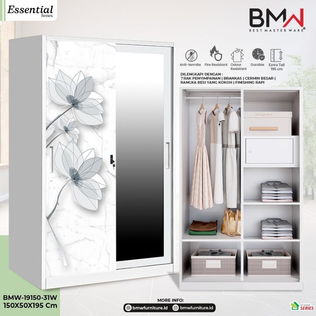 LEMARI BESI SLIDING BMW 2 PINTU || LEMARI BESI MODERN 2 PINTU JUMBO