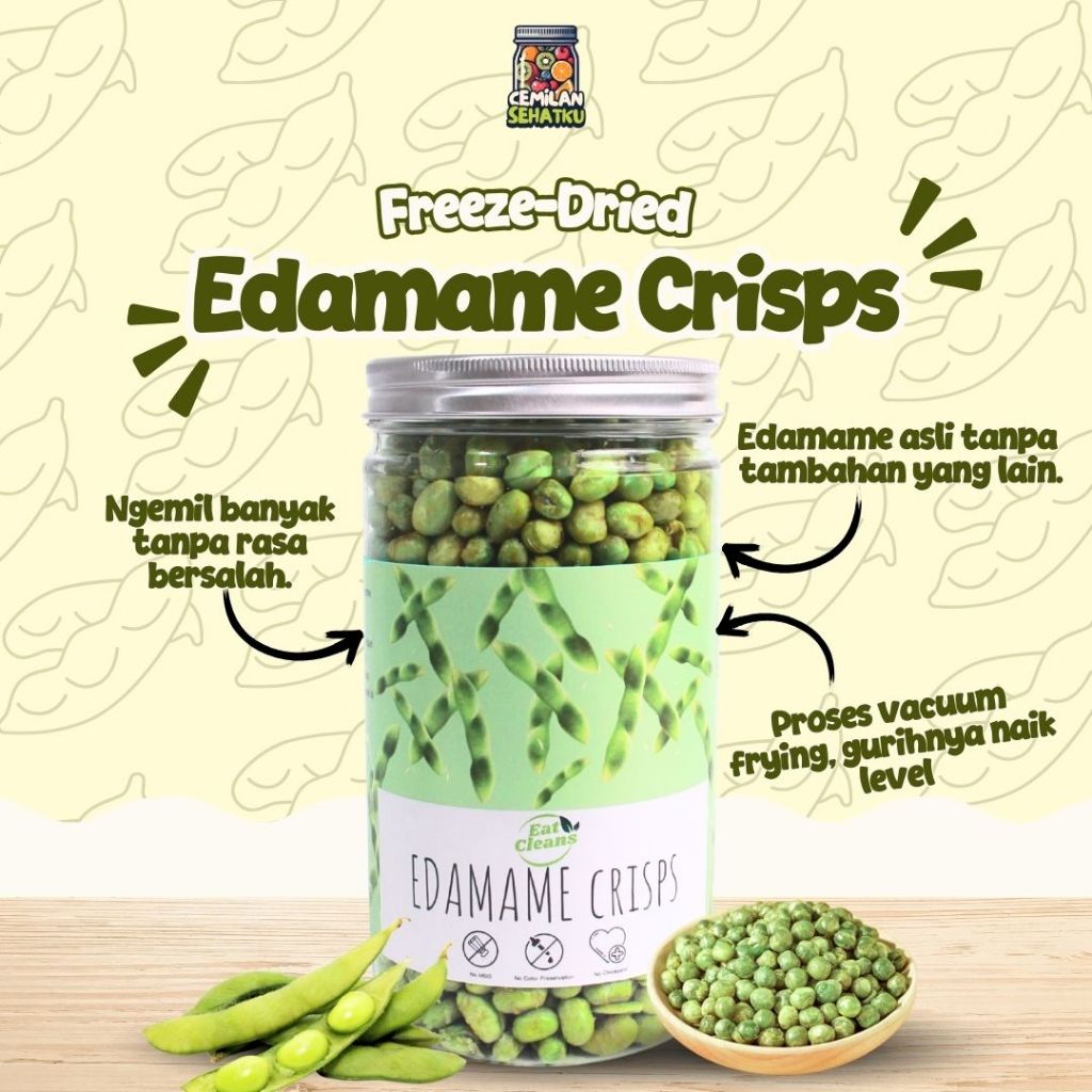 Dried Snack Keripik Edamame Krispi - Snack Sehat Edamame Crispy - Kriuk dan Renyah Vacuum Frying - K