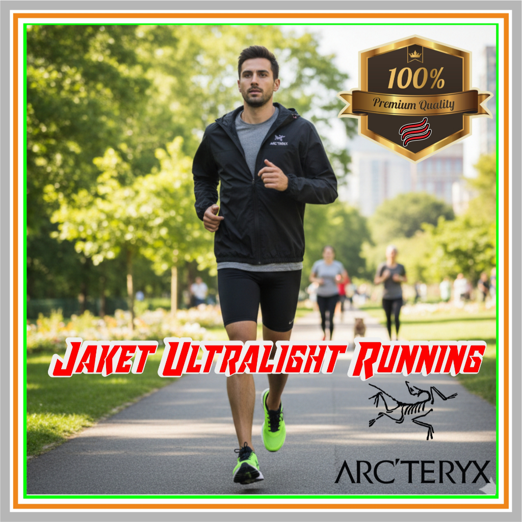 Jaket Running Ultralight EDHERTO - Jaket Gowes Ringan Praktis Adventure - Jaket Tipis Sauna Running 