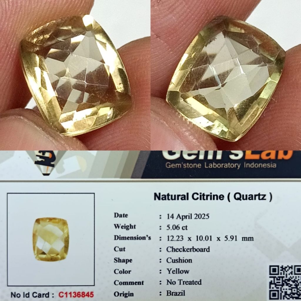 natural citrine (Quartz) checkerboard brazil memo GLI