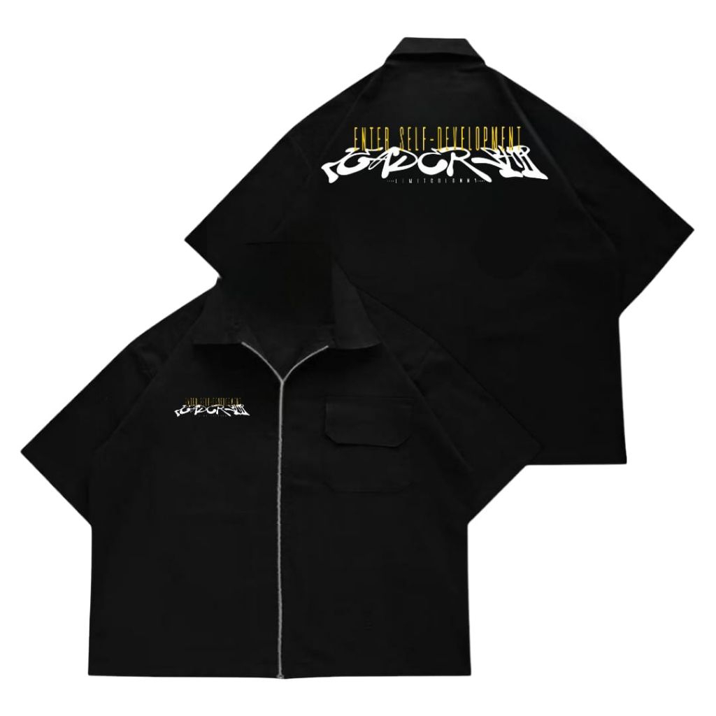 LEADERSHIP~Workshit boxy zipper "Leadership" kemeja kerja unisex