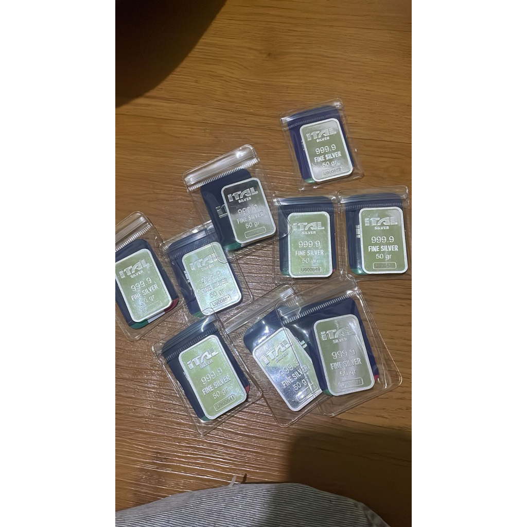 Ital Silver Fine Silver 50 Gram Perak Batang Sertifikat