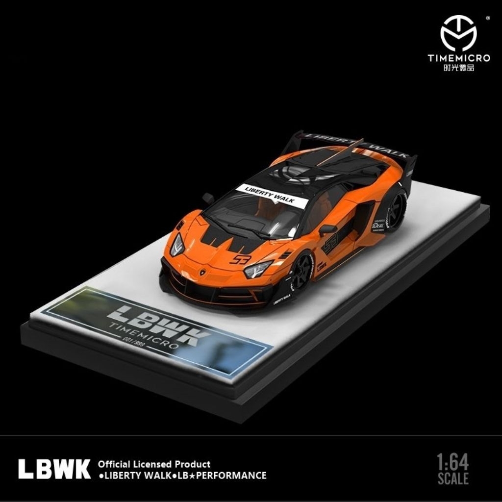 Time Micro Lamborghini Aventador LBWK GT EVO Orange with Figure