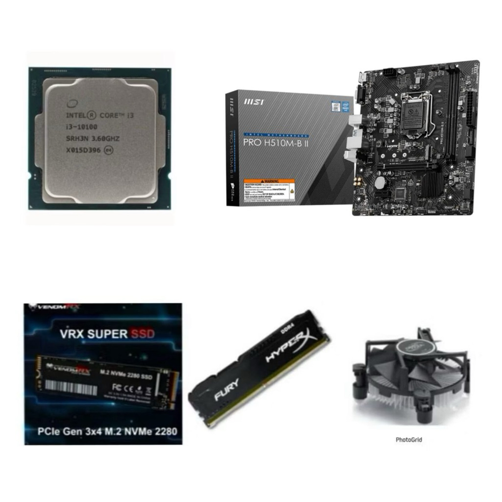 Paket Processor Intel Core i3 10100 / i3 10100F Gen 10 LGA 1200 RAM DDR4 16GB NVME