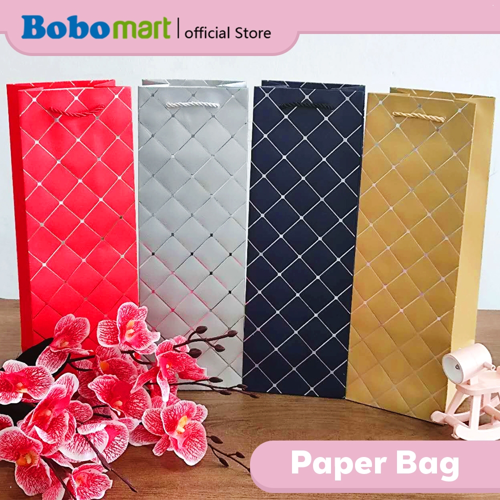 BOBOMART Paper Bag Botol Tumbler Premium Tas Kertas Hadiah Wine Souvenir Elegan