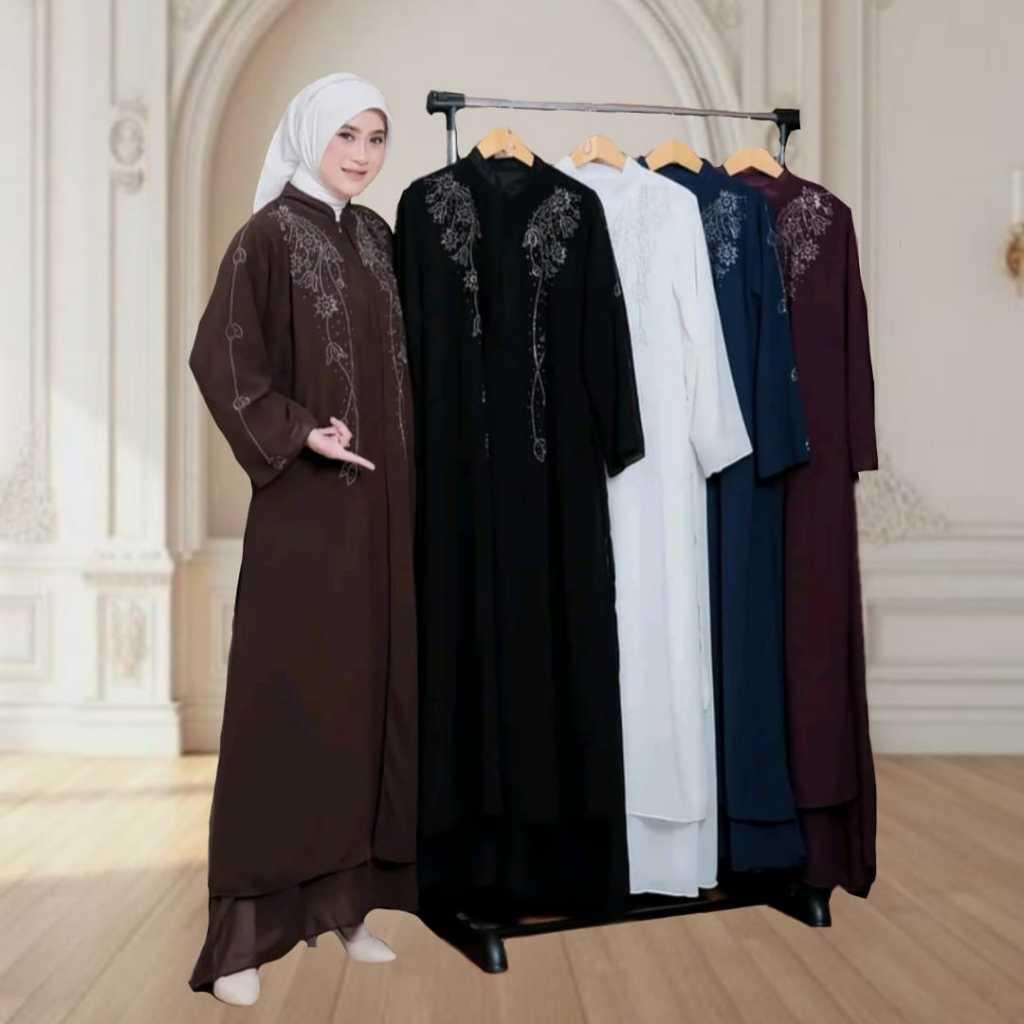 Tiara Dress Gamis Abaya Remaja Dewasa Mewah Elegan Ceruty Babydoll mix payet mutiara swavorski premi
