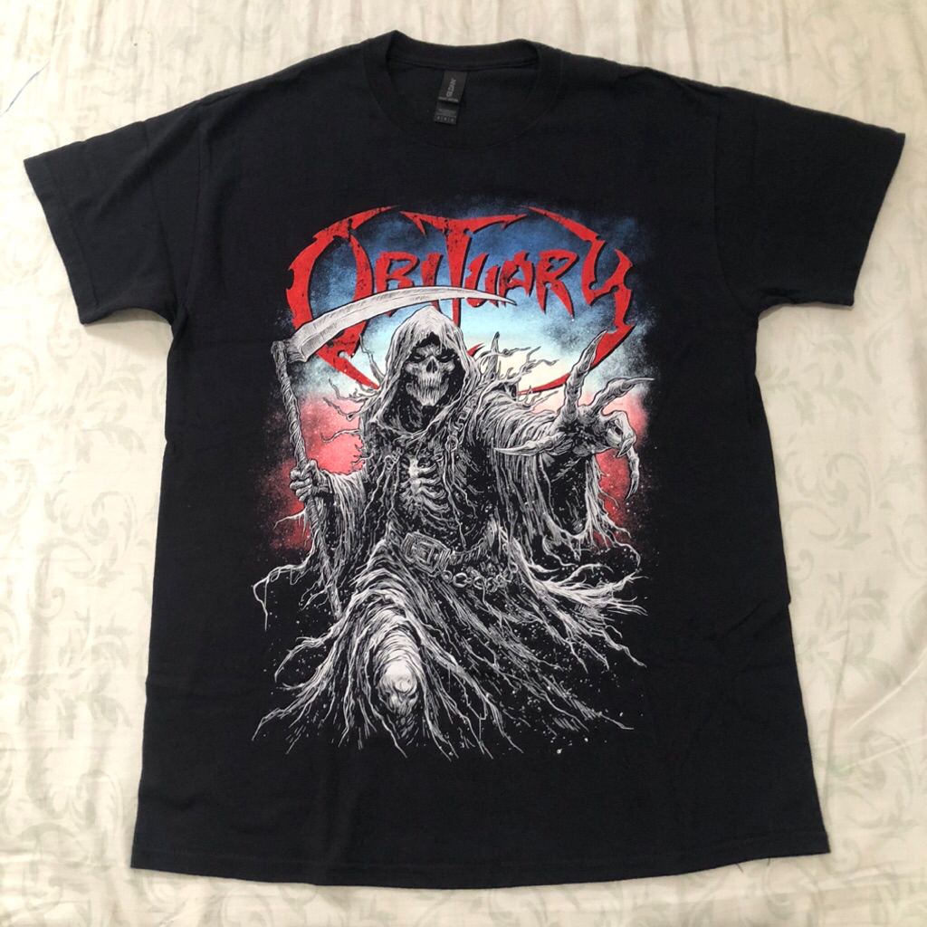 Tshirt Kaos OBITUARY Band Merch Official North American Tour 2024 Death Metal USA Size Medium Tag Gi