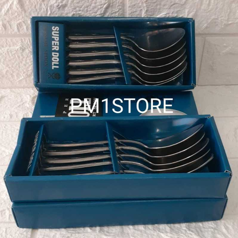 12pcs Sendok Makan Super DOLL / 1 Lusin Sendok Super Doll Stainless Steel