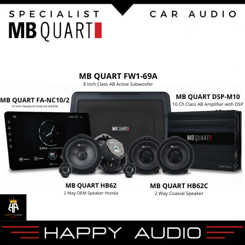 Paket Full Set OEM HONDA Package Audio Mobil MB QUART Soundsystem Upgrade Headunit Android 10” (4/64