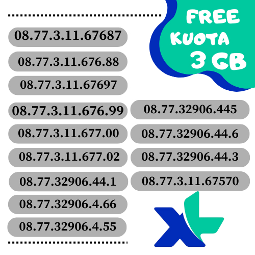NOMOR CANTIK XL SERI 77.3.11 FREE KUOTA 3GB (gratis parfum)