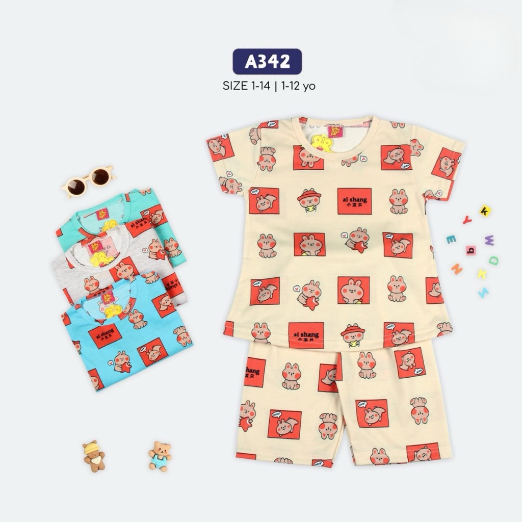 Fenomi Setelan Celana Pendek Anak Katun Asli