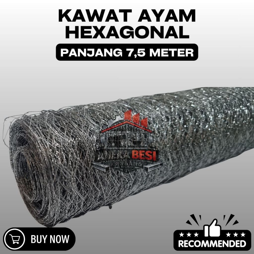 Kawat Ayam Hexagonal Galvanis 7.5 Meter|Tahan Karat|Cocok untuk Kandang & Pagar