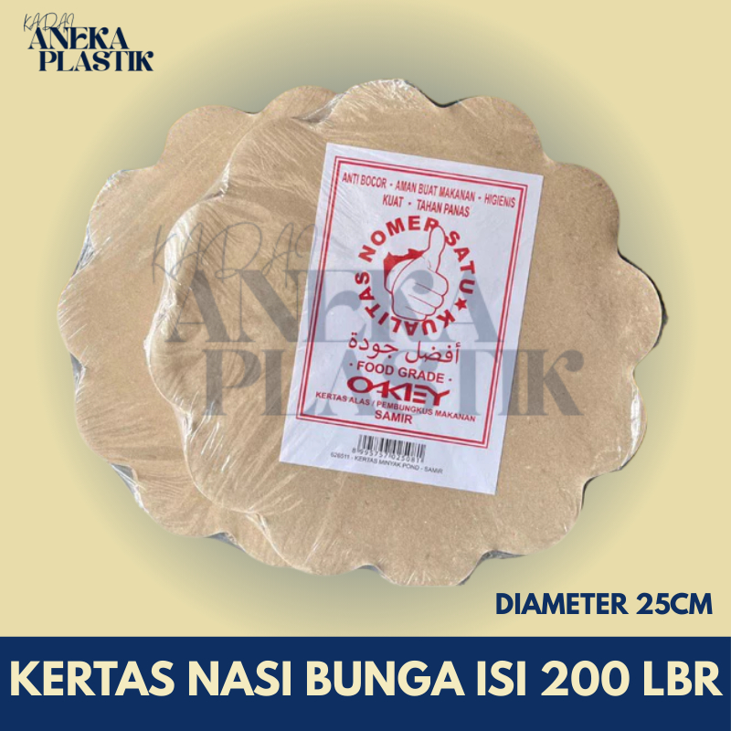 Kertas Nasi Alas Bulat Piring Bakul Bunga Nasi Bunga / Kertas Nasi Bulat isi 200 LBR/ Kertas bakul b