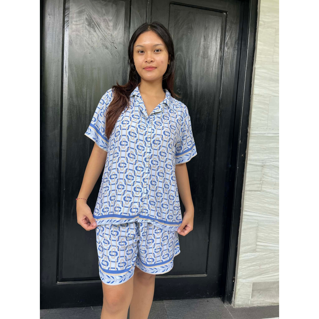 Pyama pendek wanita One set baju santai ptremium setelan rayon bali motif viral harga Produksi langs