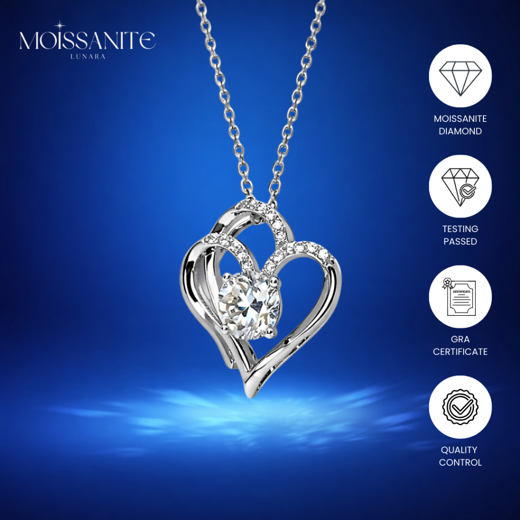 Moissanite Collection - Kalung Wanita Moissanite Sertifikat GRA Asli Anti Karat – Perhiasan Liontin 
