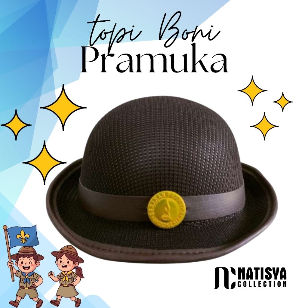 Topi Boni Pramuka Wanita dengan Bahan Rajut Tebal dan Nyaman Dipakai , topi koboi pramuka wanita per