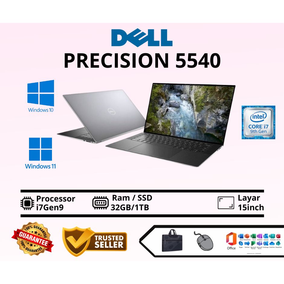 Dell Precision 5540 Core i7 Gen 9 Ram 32GB SSD 1TB Touchscreen Dual VGA Free Softcase Dan Mouse | La