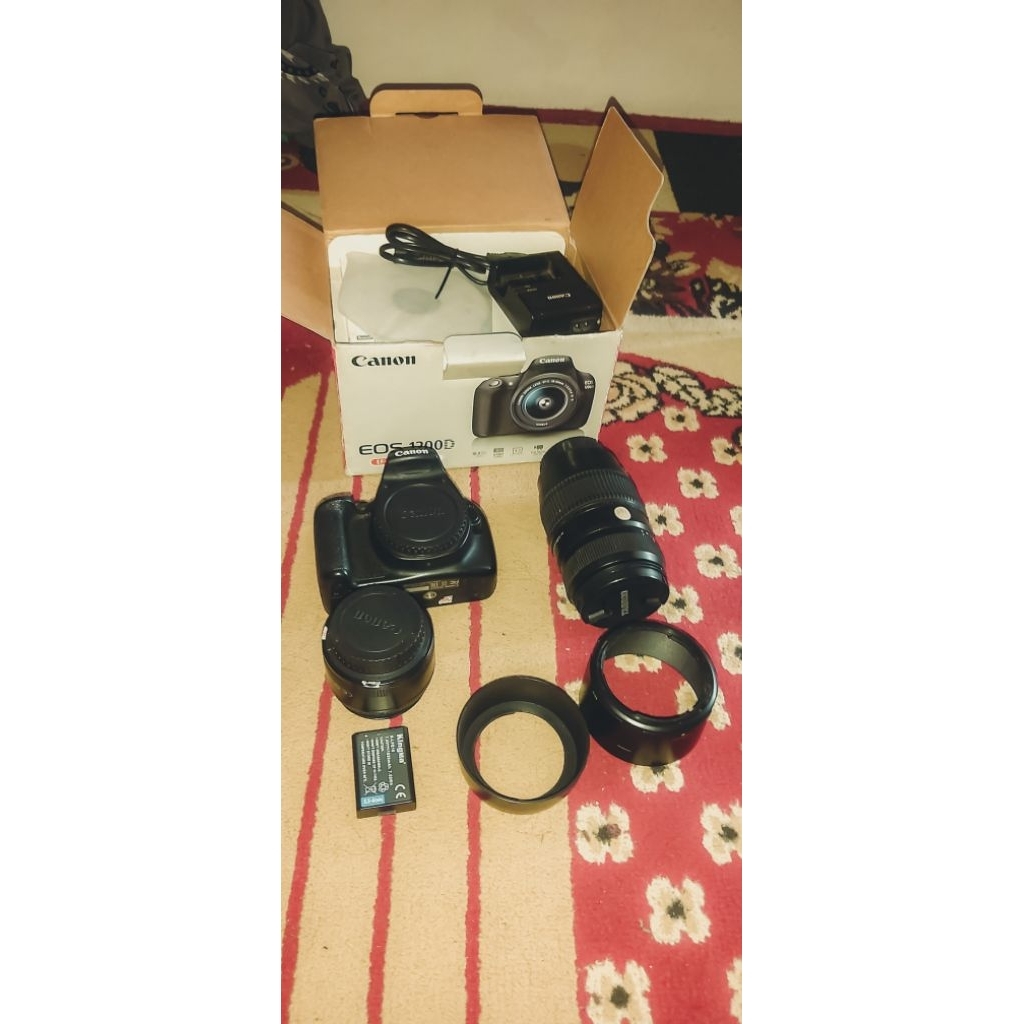 kamera Canon 1200D lensa fix yn35mm + lensa tamron 70-300mm