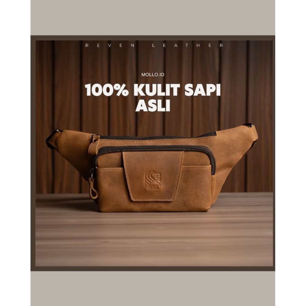 Mahameru Waist Bag - Tas Pinggang Pria Kulit Sapi Asli tas pinggang pria premium tas pria branded or