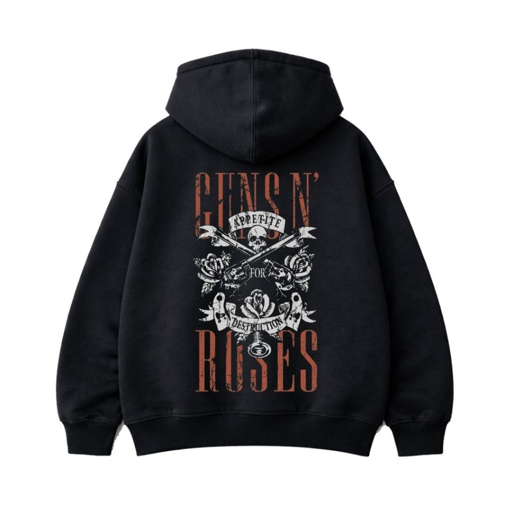 Psycho Crucify "GNR Appetite for Destruction" Hoodie Boxy Black Oversize | Hitam | Jaket | Hoodie Ba