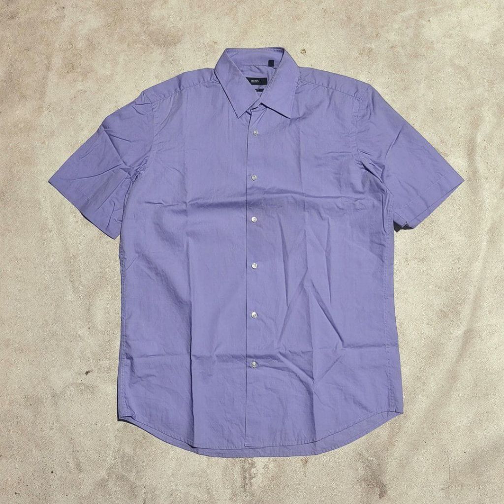 Kemeja tangan pendek Hugo boss ungu