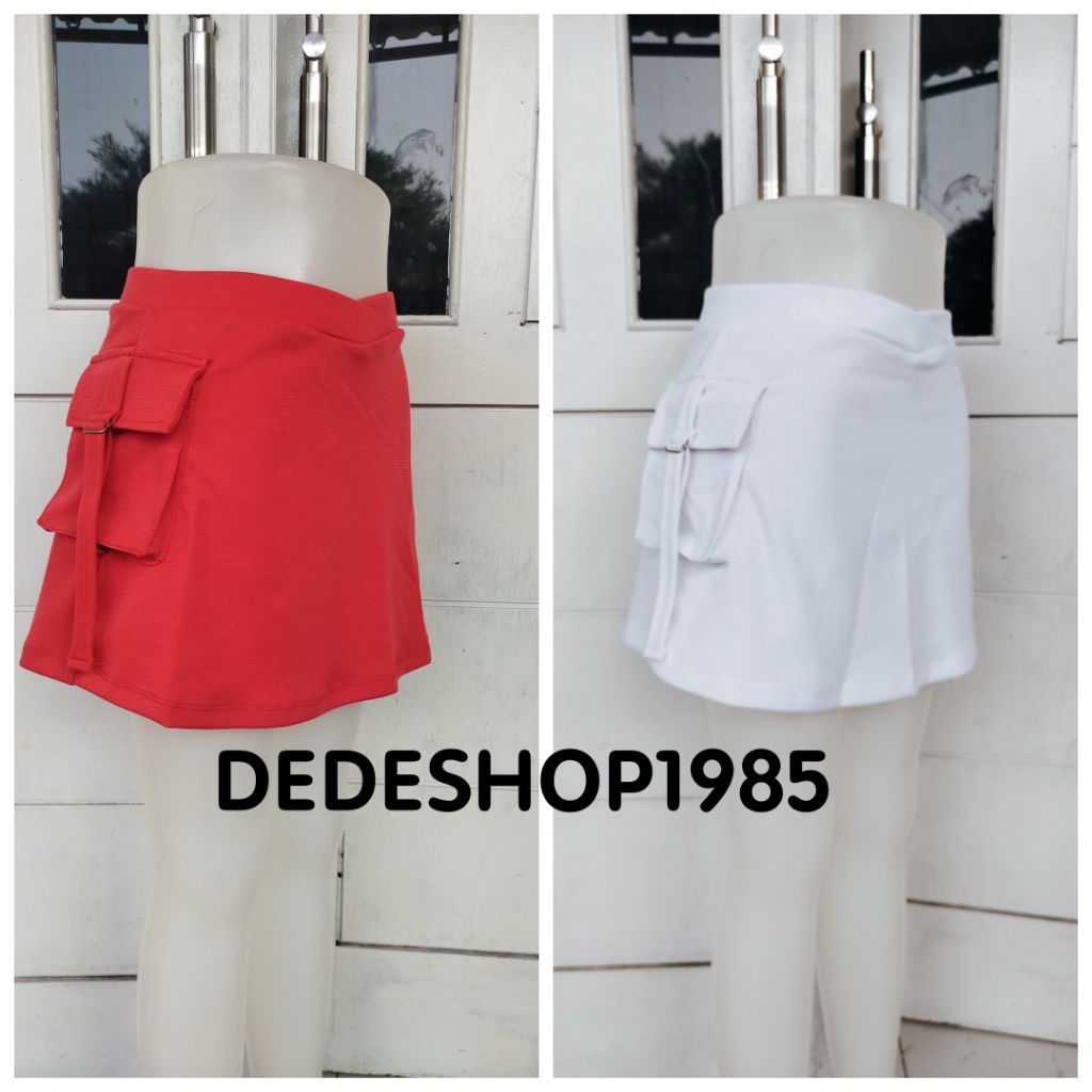 ROK KANTONG MINI ROK SENAM WANITA TERLARIS MURAH, ROK MERAH PUTIH