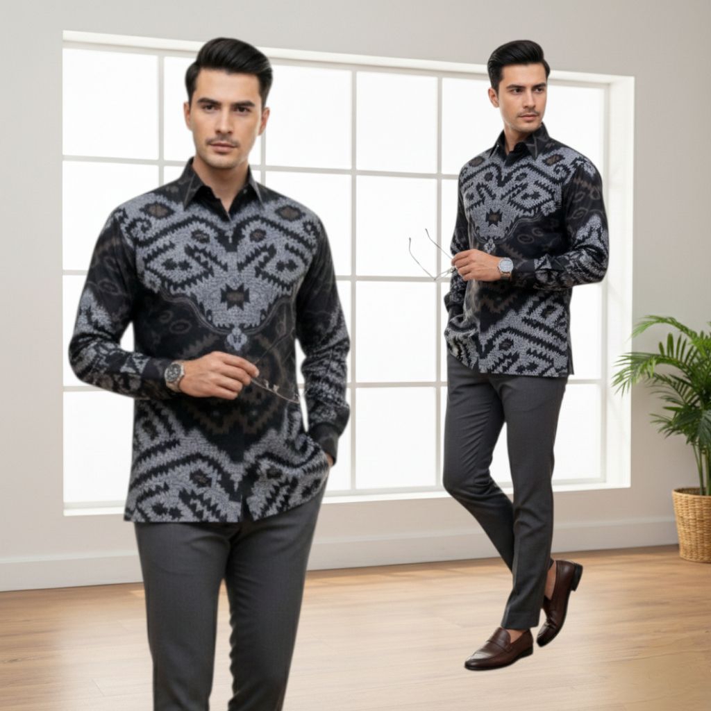 {Toko.Sky} Kemeja Batik Pria Lengan Panjang/Kemeja Batik Premium/Kemeja Batik Solo