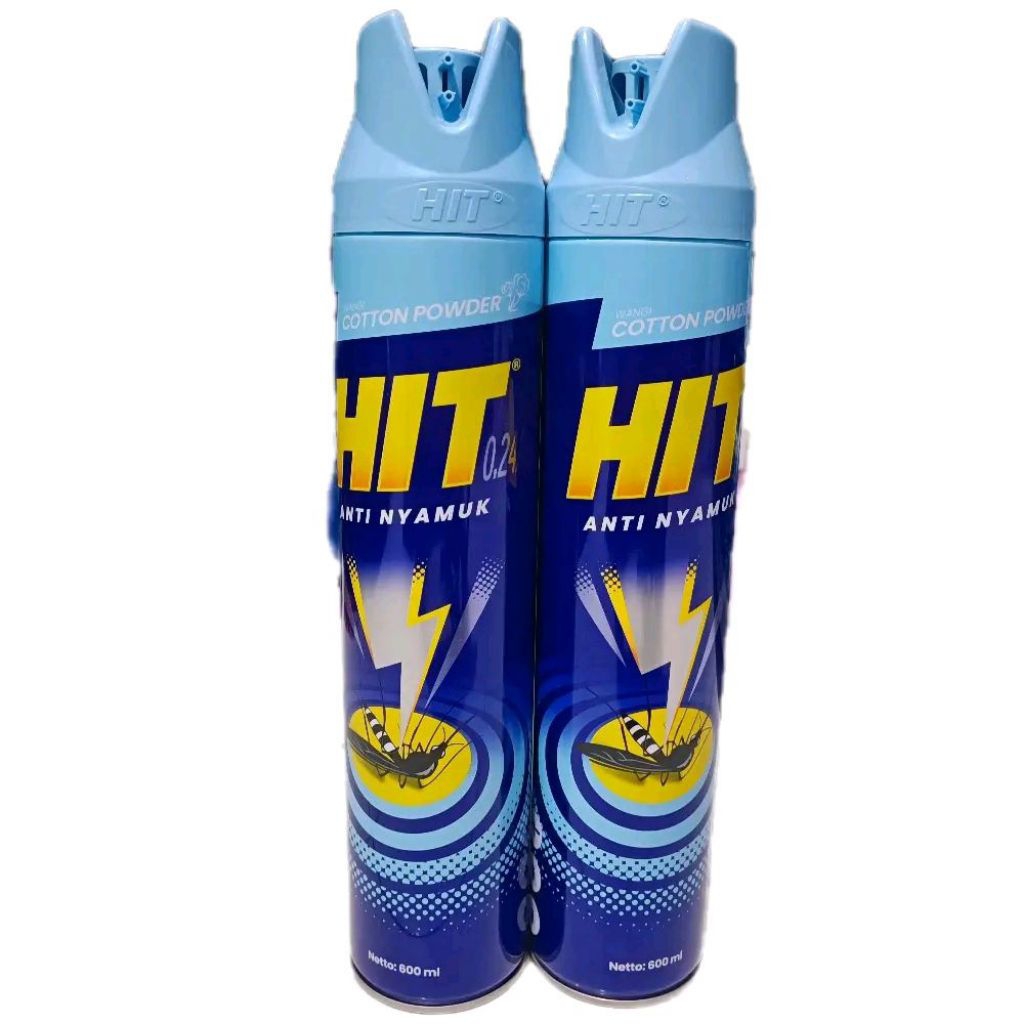 [PAKET 2 BOTOL] HIT COTTON POWDER BIRU Anti Nyamuk Semprot Kemasan Kaleng 600ml