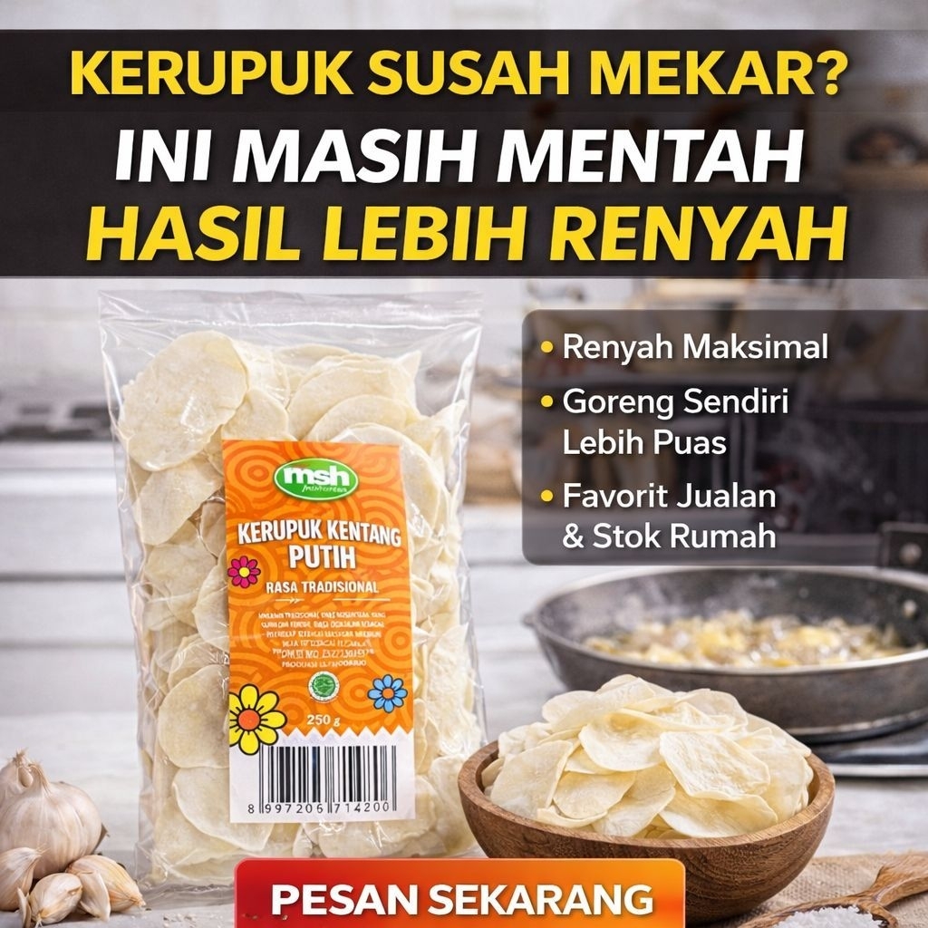 Kerupuk Kentang Putih ( MENTAH ) , Kerupuk Kentang Gurih , Kerupuk Kentang Renyah , Kerupuk Kentang 