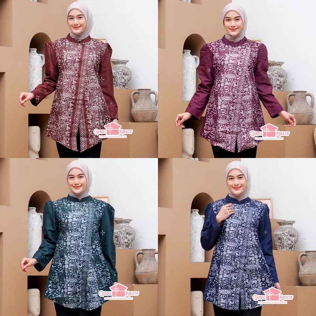Baju Batik Wanita/Batik Kuliah/Batik Kerja/Batik Sekolah Bahan polimicro