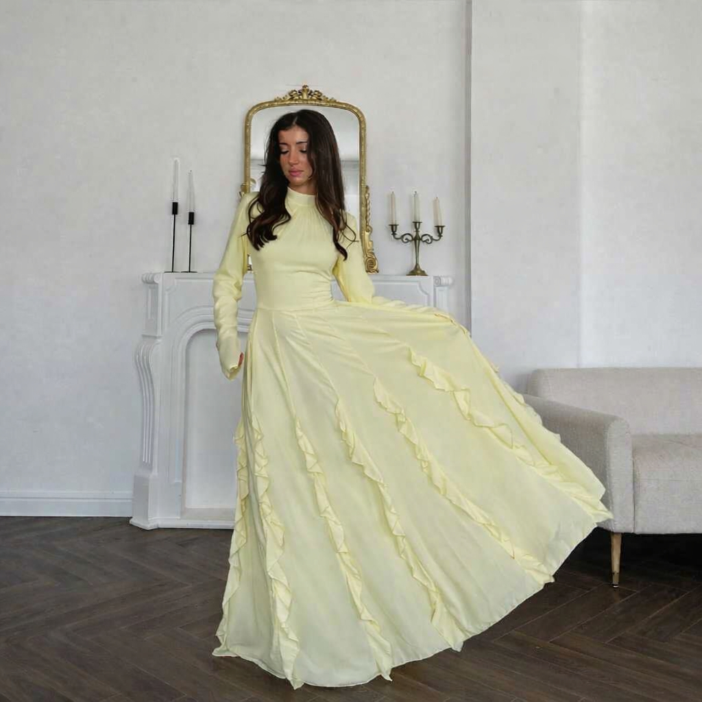 Khaira Dress Lebaran  Melayu Jumbo Model Ruffle Bawah Terbaru 2025