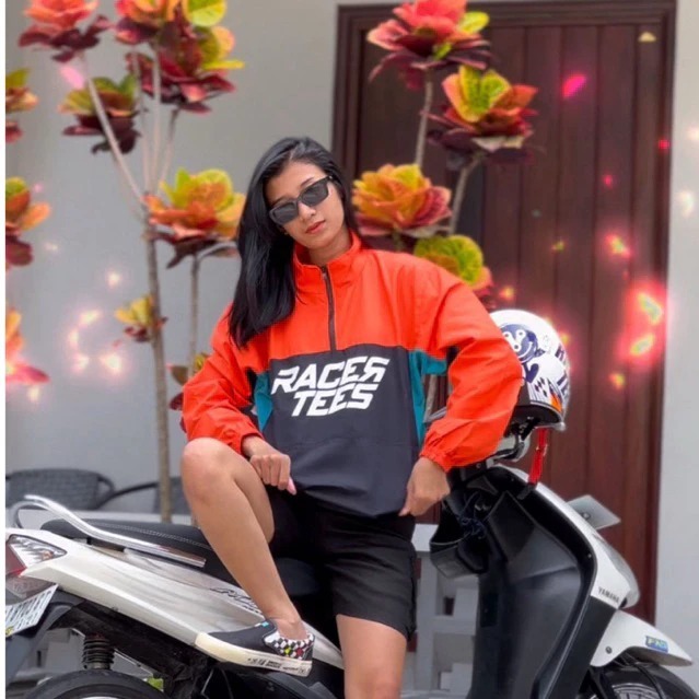 Jaket Windbreaker Racertees combine Orange - RJ.422