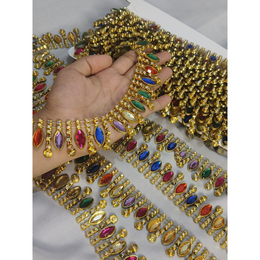 PER ROL Payet Rumbai Model Mata Juntai Lebar 3cm Aksesoris Payet Rangkai Bahan Plastik Premium