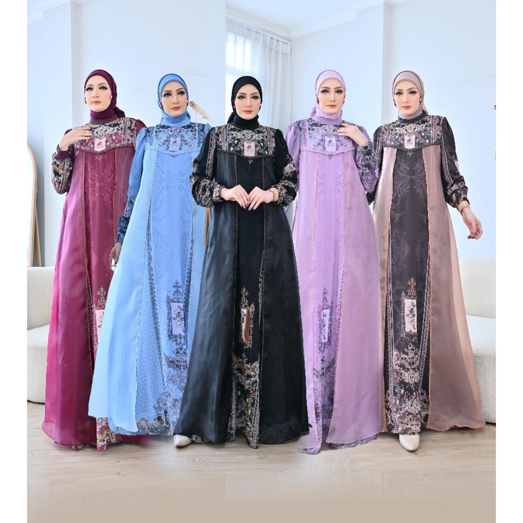 TERBARU Annisa Syari by ASM | Gamis Semi Outer Ceruty Babydoll mix Organza | Gamis Lebaran
