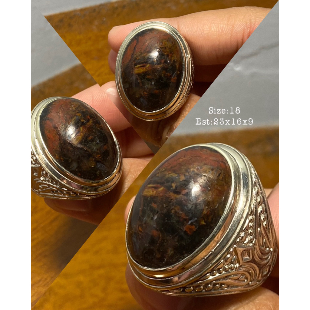 Cincin Akik Panca Warna Natural – Batu Alam Asli | Size 18