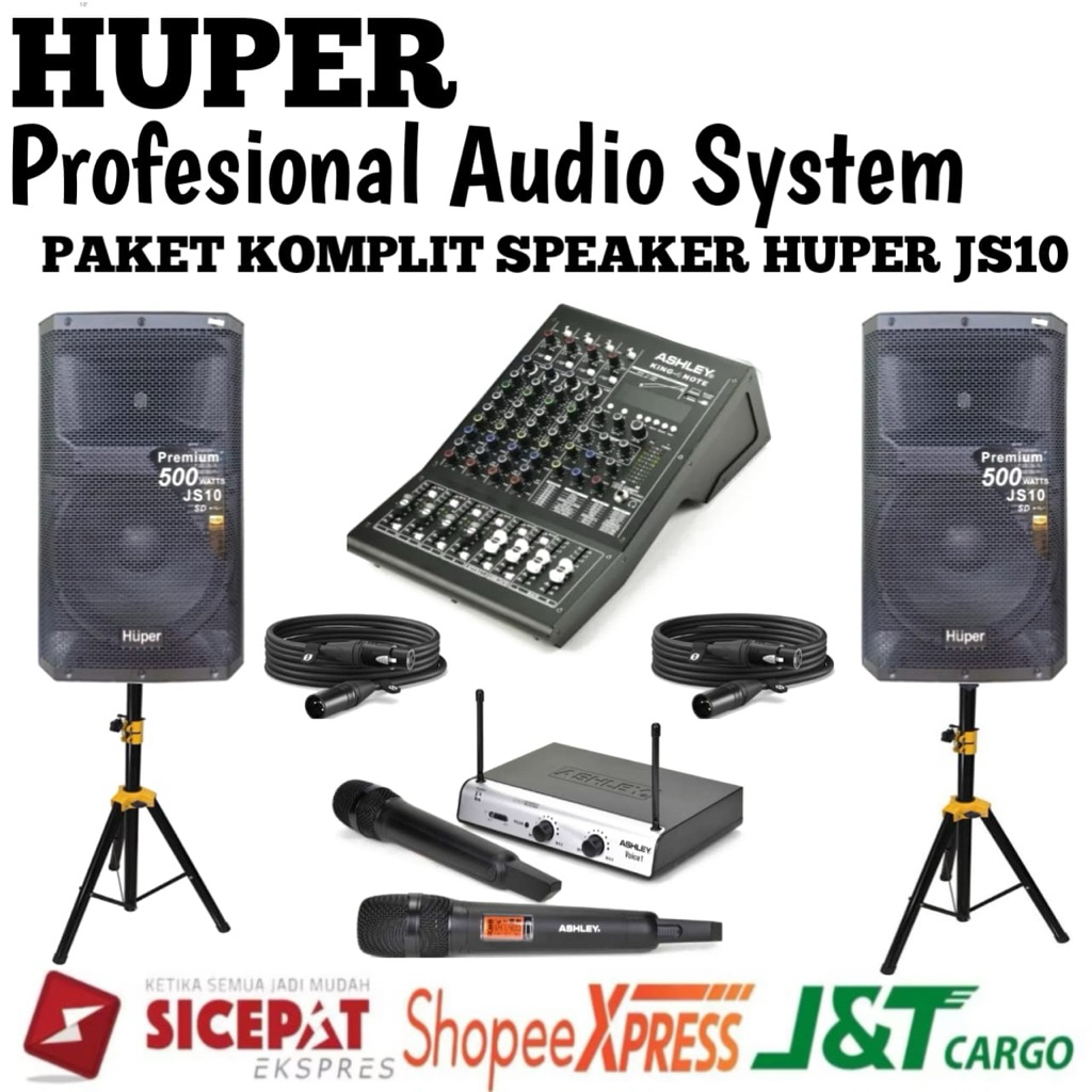 Paket Soundsystem Aktif Huper Js10 Original Speaker Aktif 10inch Huper Js10