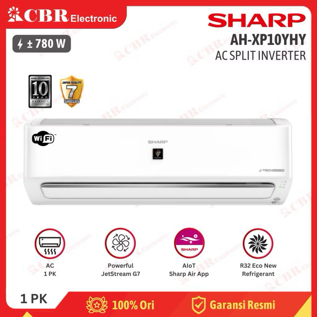 AC Split SHARP Inverter 1PK AH-XP10YHY (WIFI-Plasmacluster) R-32