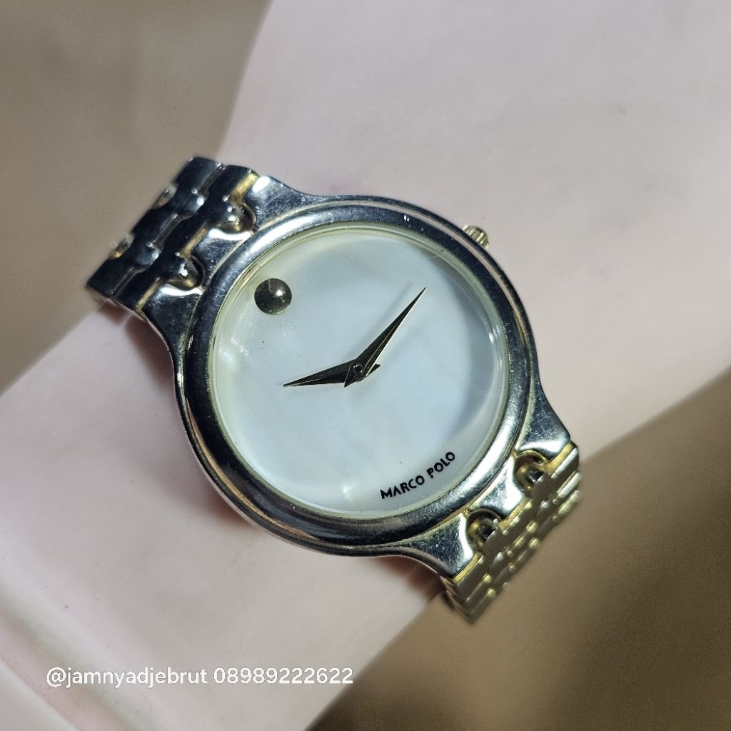 Jam Marcopolo MP5678 Silver Gold White Vintage Bekas