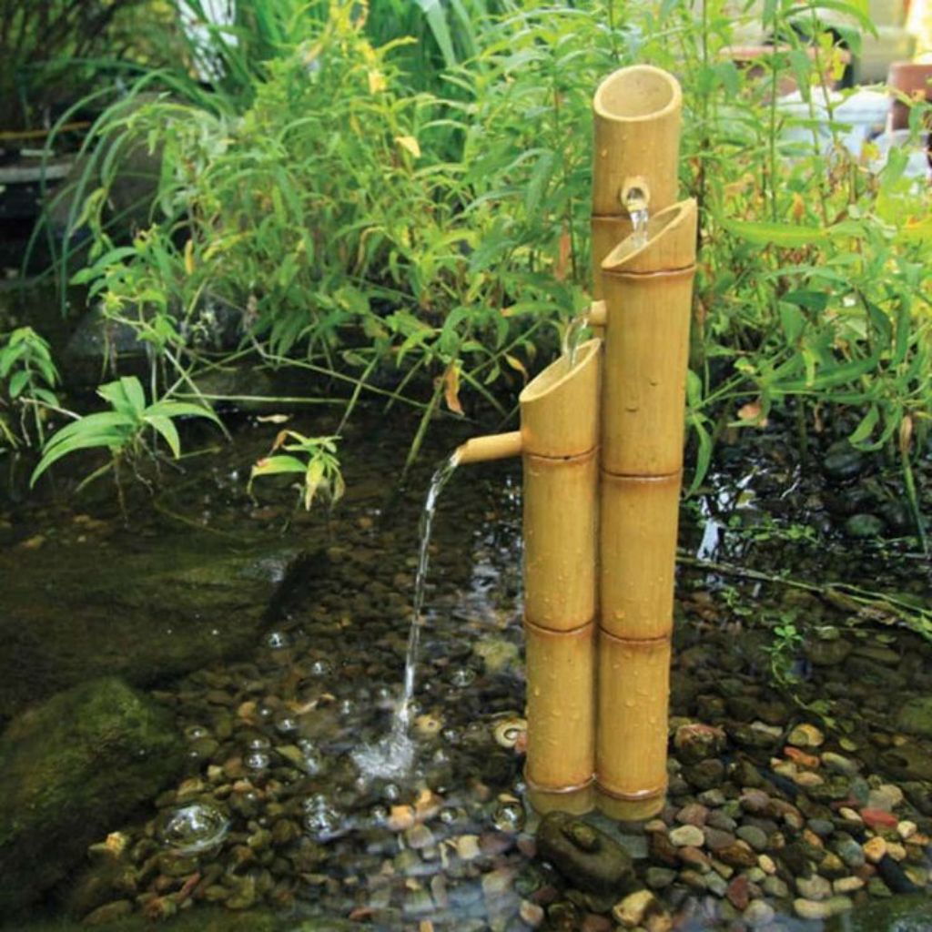 pancuran bambu dekorasi kolam Pancuran air 3 tahap